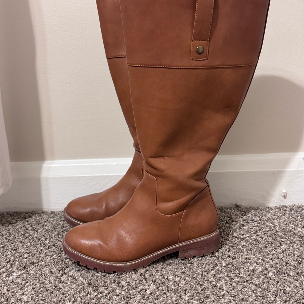 Torrid Wide-Calf Brown Leather Knee-High Boots